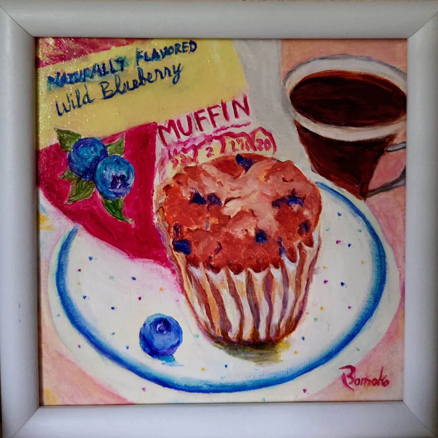 The pre-packaged blueberry muffin with coffee 2022